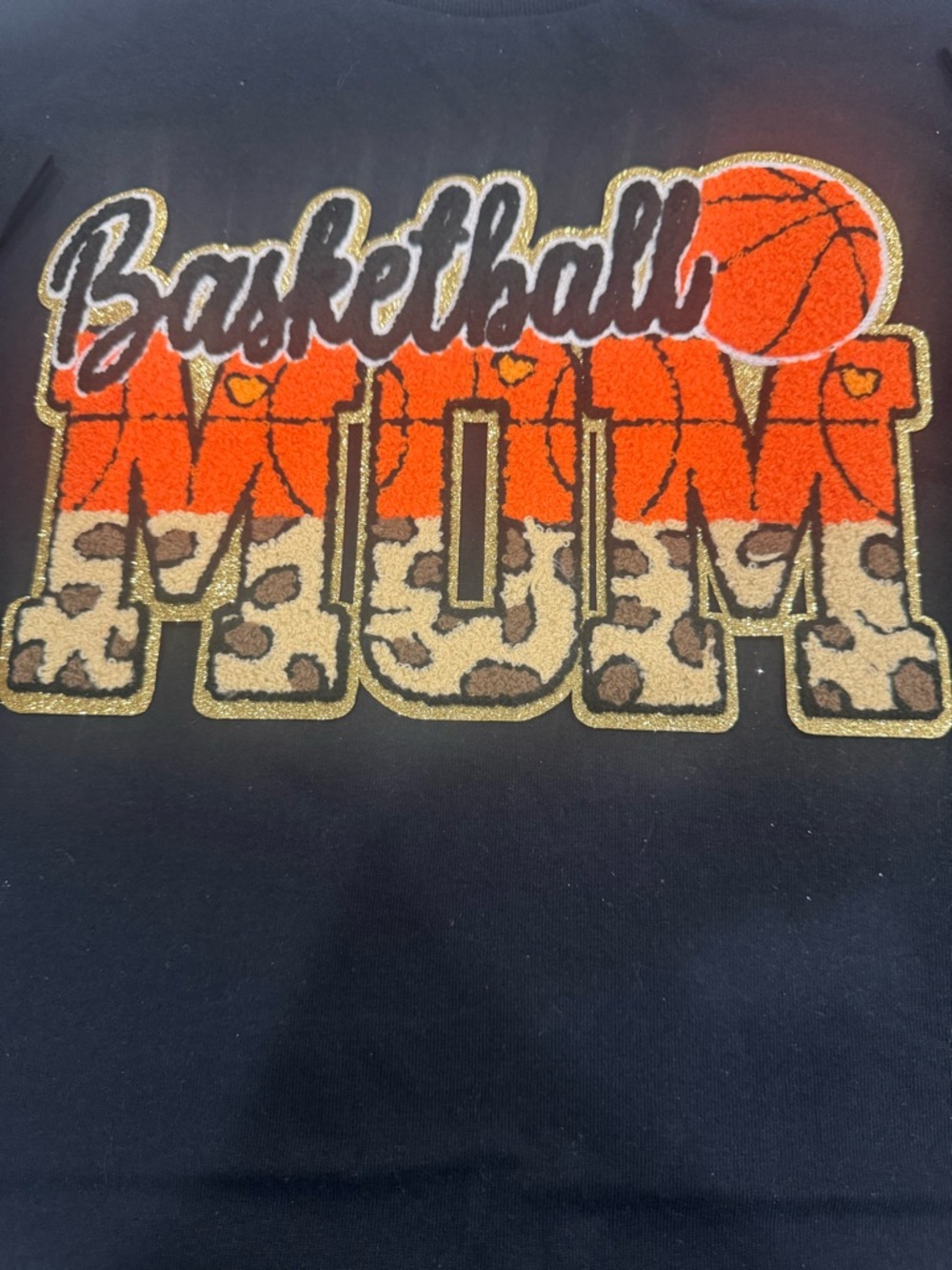 Basketball Mom Graphic Tee - Black with Orange & Gold Accent